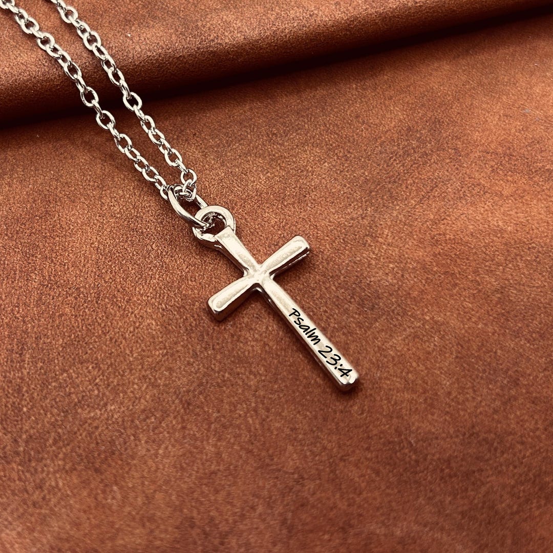 CUSTOM CROSS NECKLACE / Engraved Cross Necklaces / Personalized ...