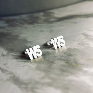 Gemelos de plata de ley 925 con nombre personalizado/iniciales, regalo personalizado para hombre/novio, gemelos de boda/regalo para padrinos de boda