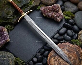 Handmade Damascus Steel Viking Sword, Full Tang Medieval Replica