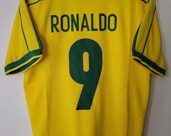 Maillot foot retro Bresil 1998 Ronaldo soccer jersey maglia