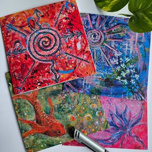 Cartões de felicitações, intuitivos, arte original ~ Pacote de 4 portais de energia