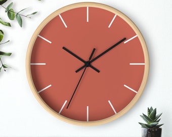 Horloge murale moderne, 10 pouces, horloge murale minimaliste, horloge murale rouille, petite horloge de cuisine ronde, horloge murale silencieuse, cadeau de pendaison de crémaillère funky