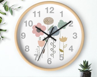 Modern wall clock flowers wall clock country wall clock kitchen wall clock simple wall clock small round wall clock housewarming gift clock