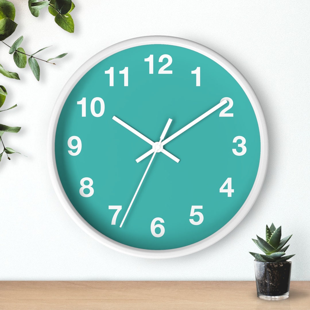 Modern Wall Clock, 3 Frame Colour Options, 10 Inch Wall Clock Green Wall Clock Small Kitchen ...