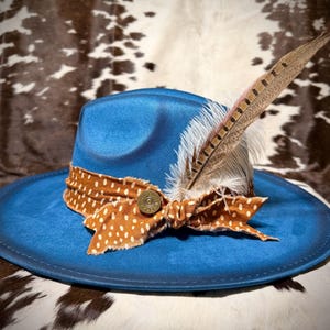 Distressed Blue Fedora - Etsy display picture 2