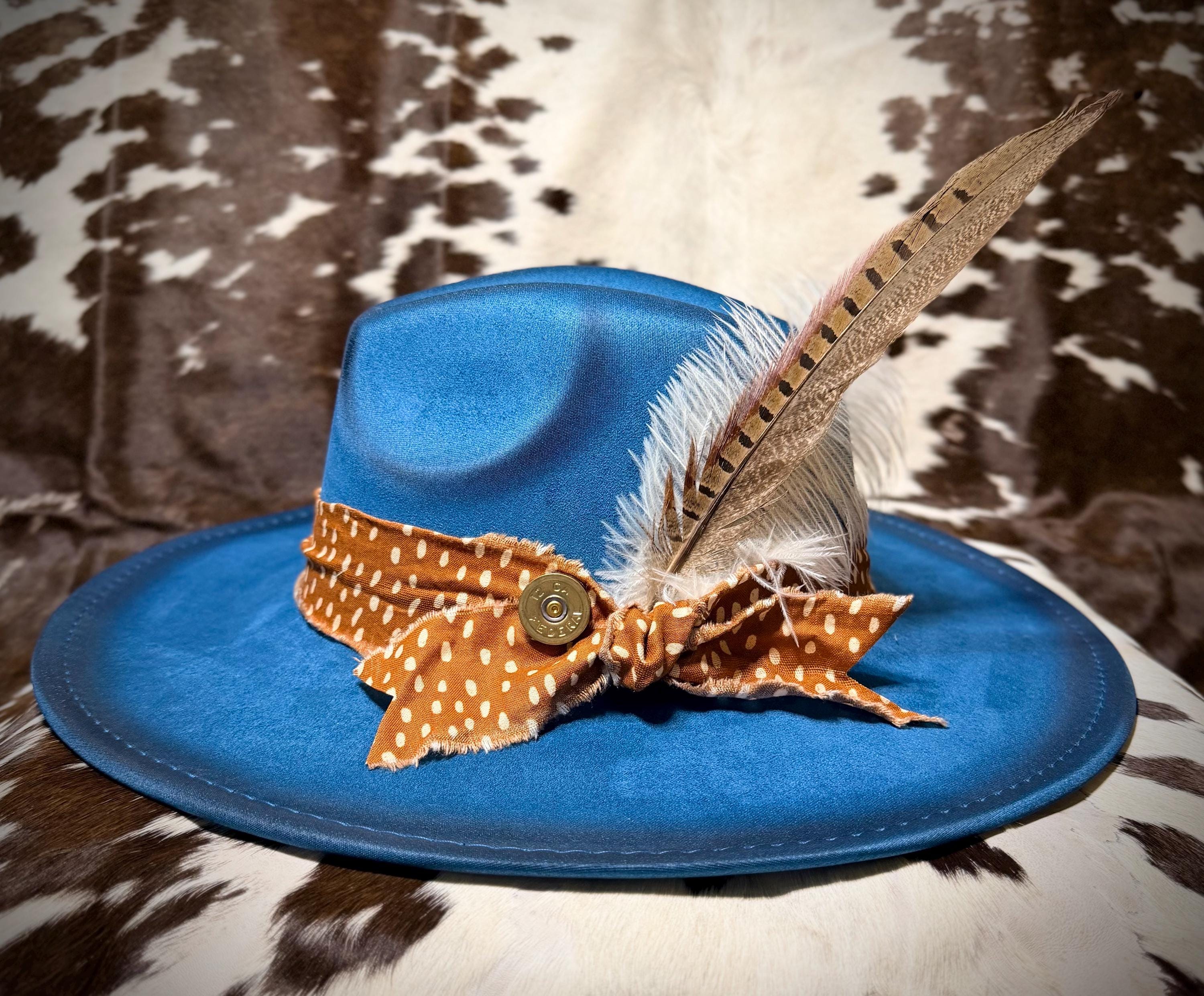 Teal Blue Men Fedora Hats - Etsy display picture 2