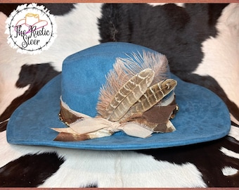 Large Brim Teal Cowboy Hat