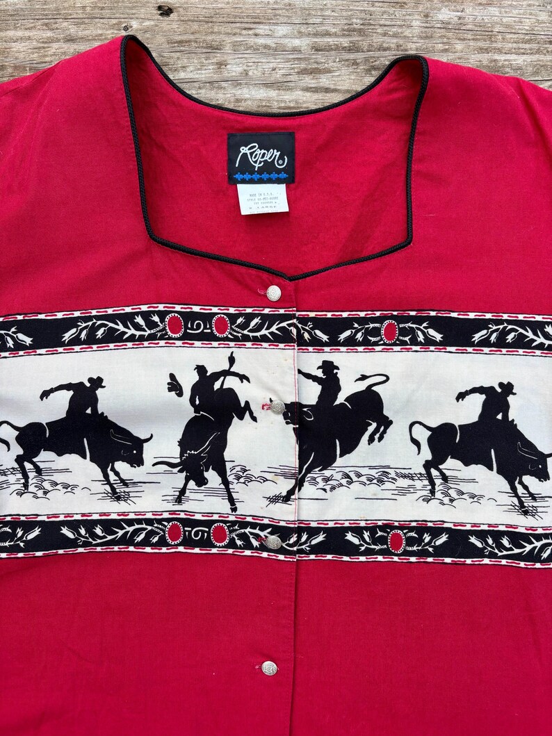 Vintage Roper Red Western Bull Riding Cowboy Two-piece Skirt & Blouse ...