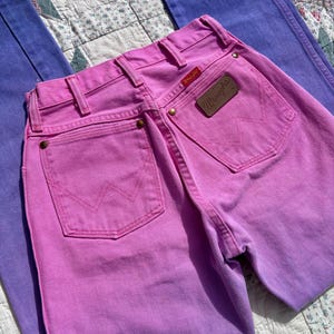 Vintage 1980s Wrangler Pink & Purple Ombré Western Jeans | Size 24x32 image 5