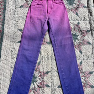 Vintage 1980s Wrangler Pink & Purple Ombré Western Jeans | Size 24x32 image 4