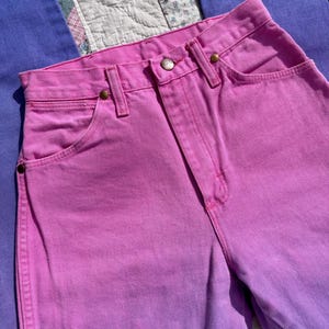 Vintage 1980s Wrangler Pink & Purple Ombré Western Jeans | Size 24x32 image 7