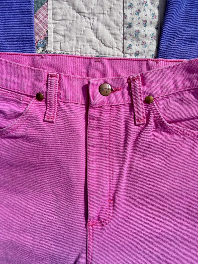Vintage 1980s Wrangler Pink & Purple Ombré Western Jeans | Size 24x32 image 8