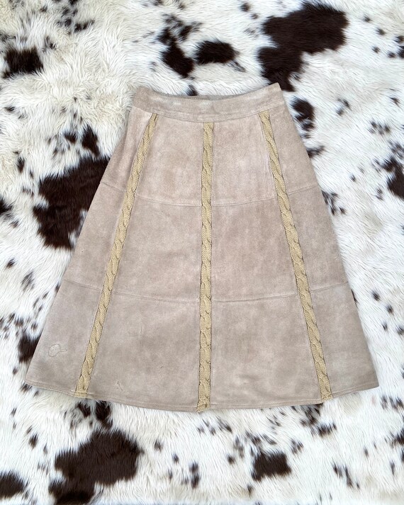 Vintage Ms. Today Beige Leather Skirt Suit | Size… - image 6