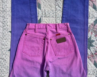 Vintage 1980s Wrangler Pink & Purple Ombré Western Jeans | Size 24x32