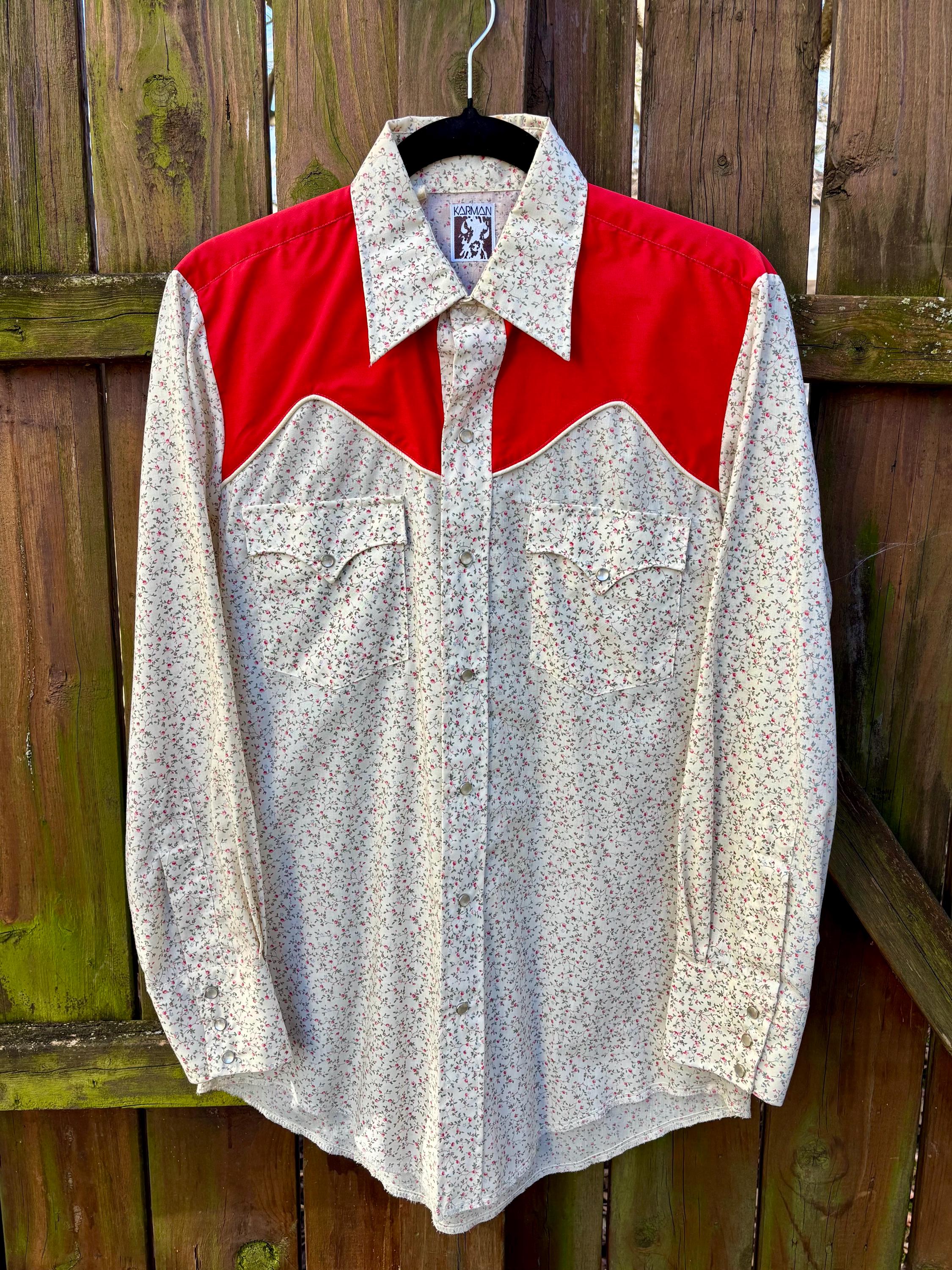 Chemise Western Vintage Karman - Homme Taille L - Manches Longues