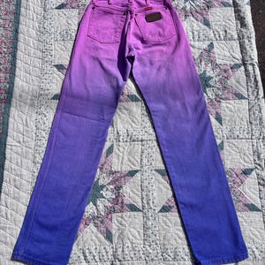 Vintage 1980s Wrangler Pink & Purple Ombré Western Jeans | Size 24x32 image 3