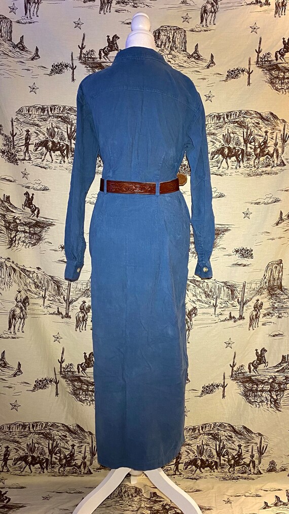 Vintage Willow Ridge Blue Corduroy Button Up Maxi Dre… Gem