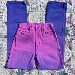 Vintage 1980s Wrangler Pink & Purple Ombré Western Jeans | Size 24x32 image 2