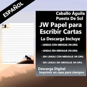 JW Papel Para Escribir Cartas Espanol Spanish Atardecer Con Caballo Aguila Arboles Bonito Descarga Instantanea
