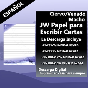 JW Papel Para Escribir Cartas Espanol Spanish Ciervo Venado Macho Invierno Nieve Bonito Descarga Instantanea