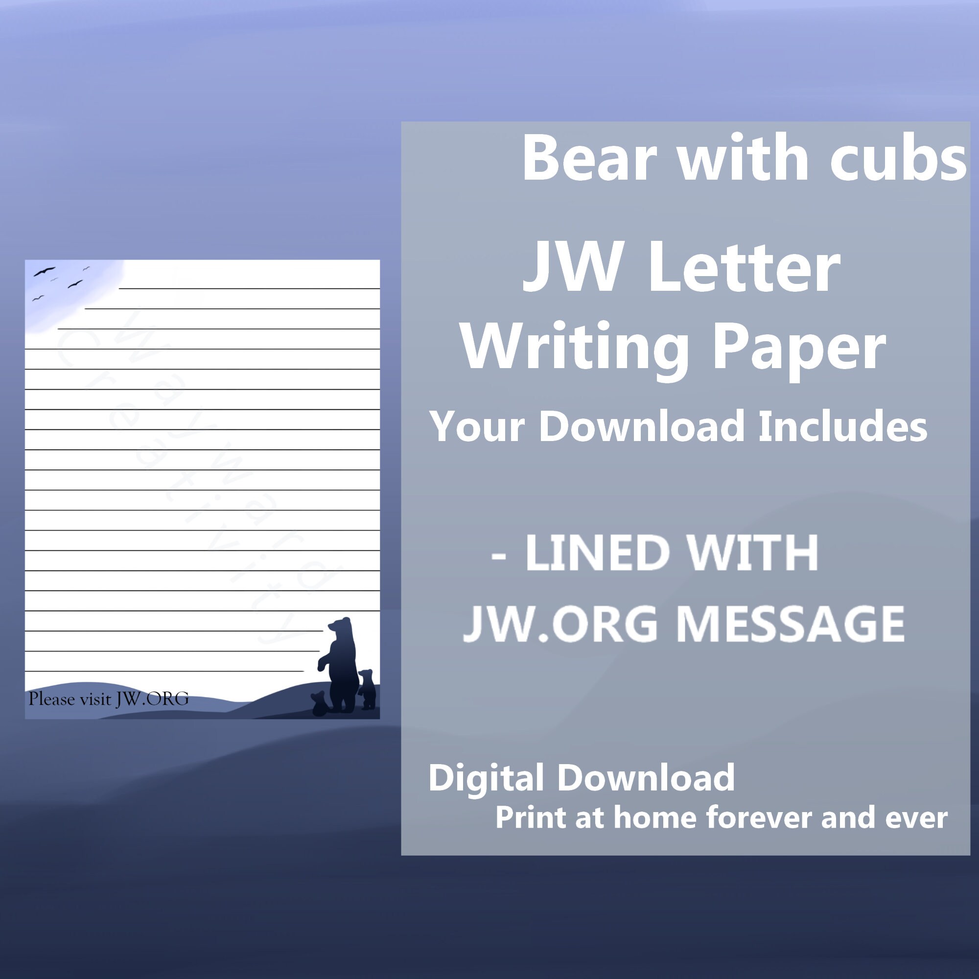 JW Letter Writing Paper Digital Download Lined Website Standing Bear ...
