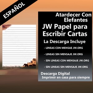 JW Papel Para Escribir Cartas Espanol Espanhol Atardecer Con Elefantes Pajaros Palmeras Bonito Descarga Instantanea