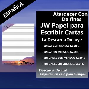 JW Papel Para Escribir Cartas Espanol Espanhol Atardecer Con Delfines Pajaros Mar Oceano Bonito Descarga Instantanea