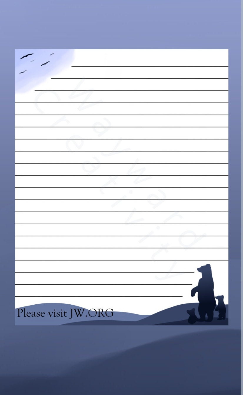 JW Letter Writing Paper Digital Download Lined Website Standing Bear ...