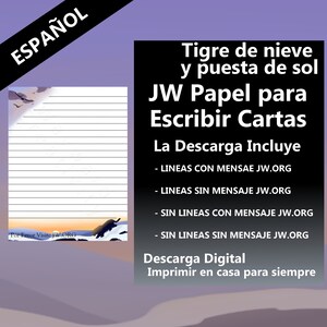 JW Papel Para Escribir Cartas Espanol Spanish Tigre caminando por montañas Puesta del sol Silueta Bonito Descarga Instantanea