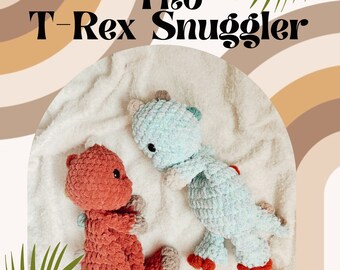 Made To Order| Tito T-Rex Snuggler | Heirloom crochet lovey, boho baby dinosaur snuggler, baby gift, neutral baby