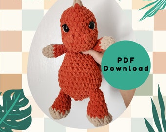 Tito the T-Rex PLUSHIE pattern, PDF Download crochet pattern, amigurumi stuffed dinosaur, cute dino plushie