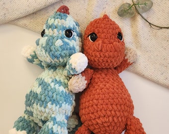 Tito T-Rex plushie| Heirloom crochet plush toy, boho nursery decor, dinosaur lovey, baby gift, dino stuffie