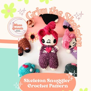 Grim het skelet | amigurumi-haakpatroon, halloween-haakpatroon, spookachtig skelet, suikerschedel, leuke halloween dia de los muertos