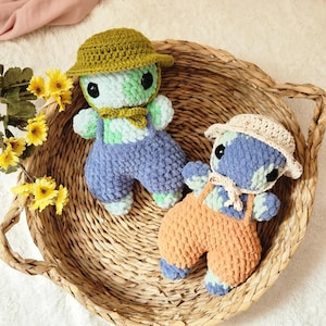 Earth Chubz Plushie, handmade heirloom Earth baby in overalls, whimsical plush doll, Handmade Crochet plushies