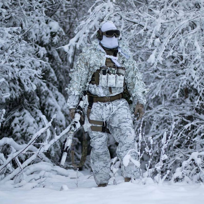 Multicam Alpine White Camouflage Winter Militaria Hunting Airsoft Snow Light New snow camo image 7