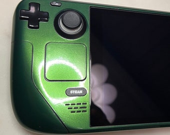 Sonoma Green - Steam Deck OLED/LCD Skin/Wrap. Hochwertiges Vinyl in Automobilqualität.  Metallisches Grün. + Zurück Knöpfe und löst Voll Wrap aus