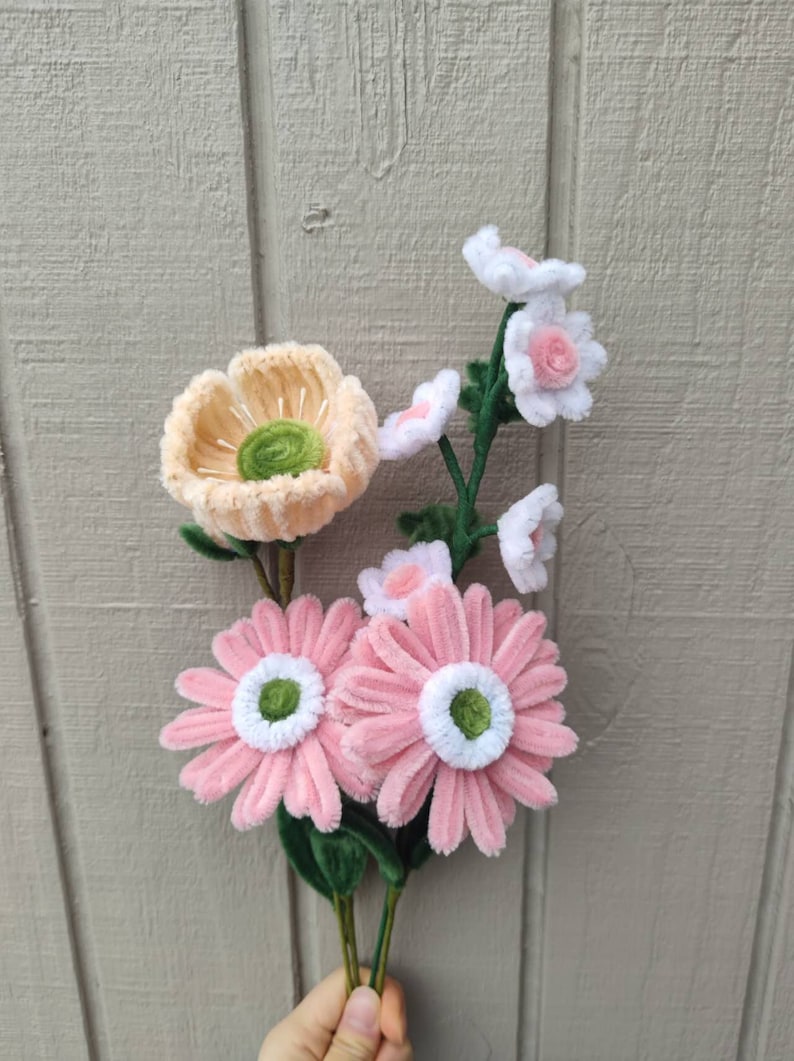 Pipe Cleaners Flower Bouquet Handmade, Finished Product, for