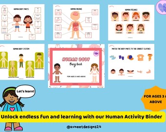 My Human Body Busy Book, Human Anatomy Activity, Organ Matching, Body Parts Activity, Kids Montessori Activity