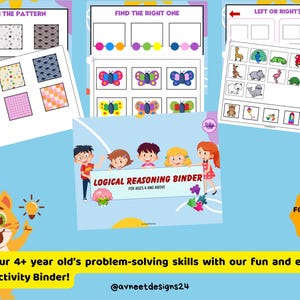 Logical Reasoning Activity Binder Preschool Learning Binder, Busy Binder For Kid, Printable Quiet Book Homeschool Preschool Learning Binder
