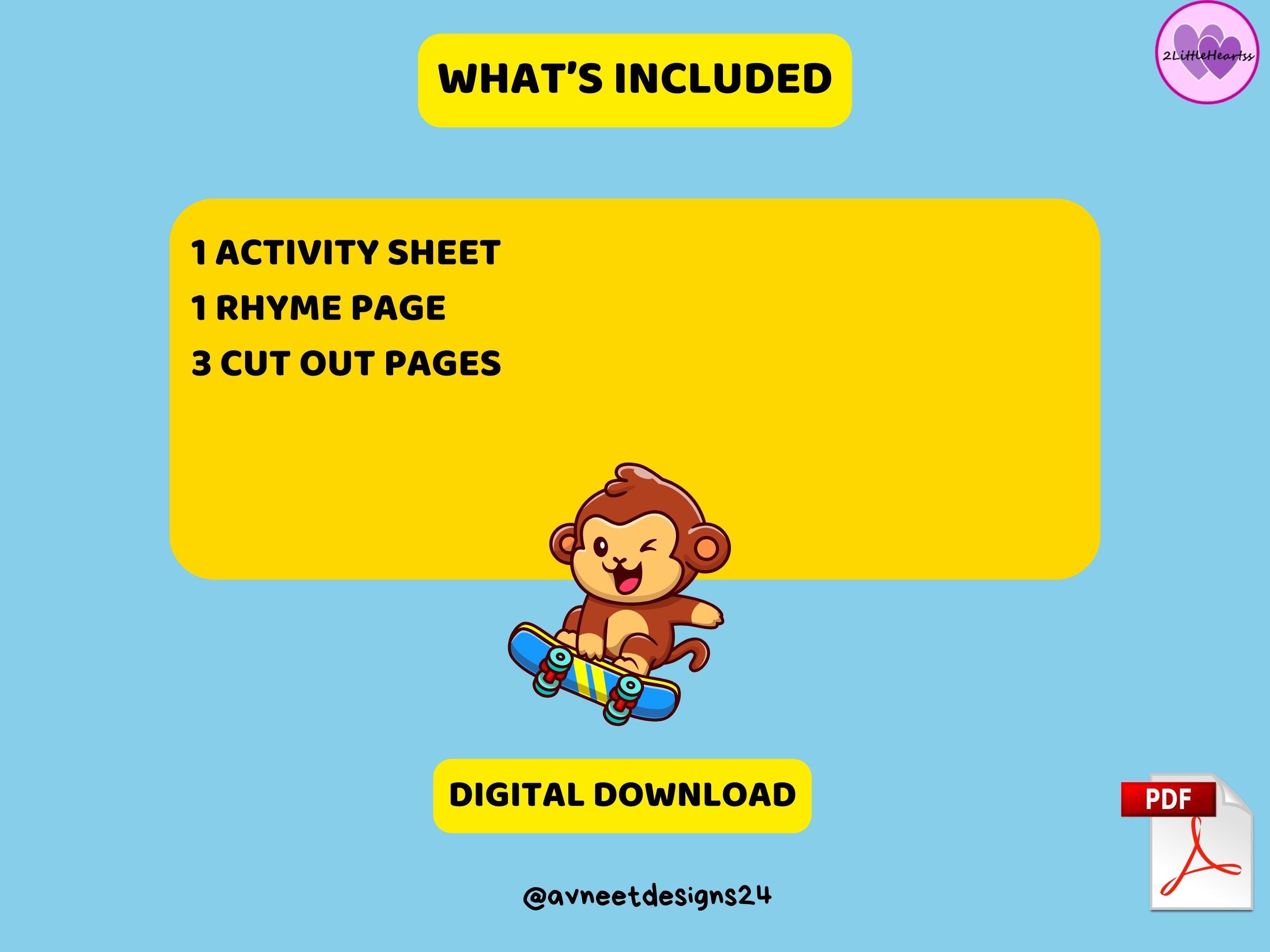 Five Little Monkeys Printable Nursery Rhyme Song Activity - Etsy Canada