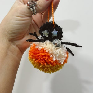 Halloween Candy Corn Disco Spider Pom Pom
