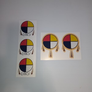 Medicine Wheel Stickers Vinyl Water Resistant (5 counts of medicine wheel) Uncut