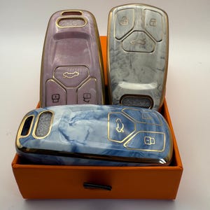 Audi Marble TPU Key Fob Cover Keyless Remote Smart Key Fob gift for dad Fit for Audi A4 Q7 Q5 TT A3 A6 SQ5 R8 S5, Key cover gift for dad