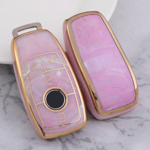 Mercedes Benz Marble (Tpu) Series Key CoverKey Fob Cover Keyless Key Fob Shell Fit for W213, A, C, E, S, GLC, GLE, GLA, Gls,  E63, key smart