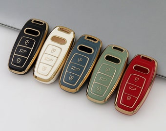 Audi Key Fob Cover: Gold Trim TPU Keyless Shell