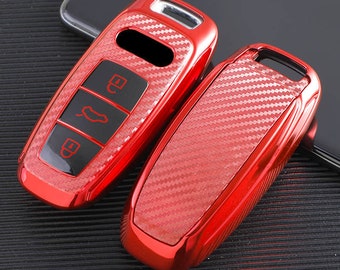 Funda de fibra de carbono TPU para llavero de Audi: A6, A7, A8, A3, Q7, Q8
