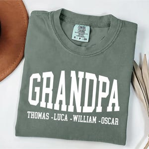 Custom Grandpa Shirt with Grandkids Name, Personalized Grandparent Crewneck Shirt, Father&#39;s Day Grandchildren Names Shirt, Gift for Grandpa