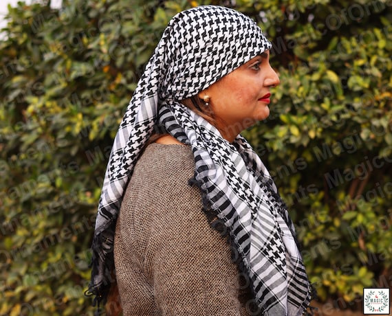 Keffiyeh Black And White Head Scarf Black Keffiyeh Scarf Made In