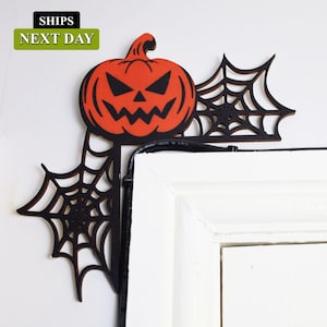 Letrero de esquina para puerta con decoración de Halloween, decoración de esquina de temporada espeluznante de calabaza, decoración de puerta con decoraciones de otoño para festivales de Halloween, regalos de fantasmas de Halloween
