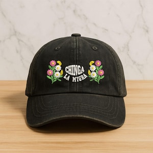 Chinga La Migra Floral Embroidered Hat, Subtle Political Statement Cap, Abolish Ice Hat, Pro-Immigrant Human Rights Dad Hat, Protest Gift